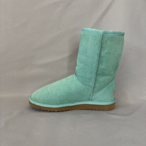 Womens UGG Australia Boots Classic Short Aqua Suede Wool Light Green Blue Sz 6 - Picture 8 of 16